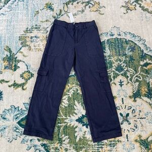 NEW YFB straight leg cropped cargo pants navy blue size small casual